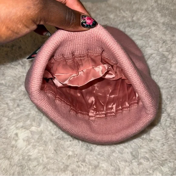 NWT Satin Lined Pink Beanie - Picture 3 of 3
